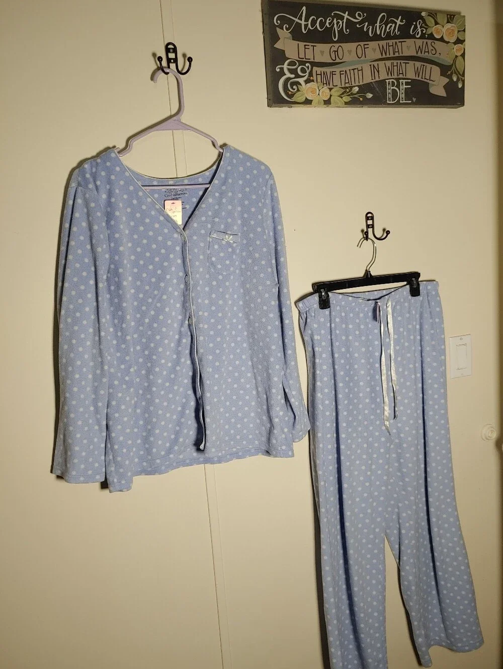 Croft & Barrow XL Periwinkle Polka Dot Long Sleeve Soft Pajama Set
